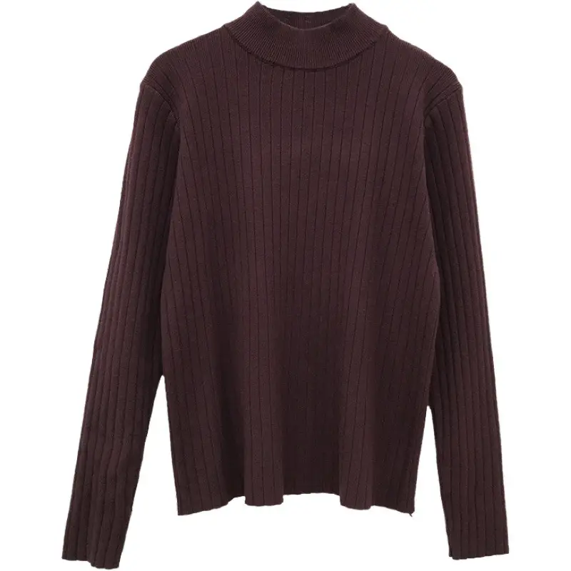 Women Half Turtleneck Knit Shirt with Crossbody Bag — feature 3