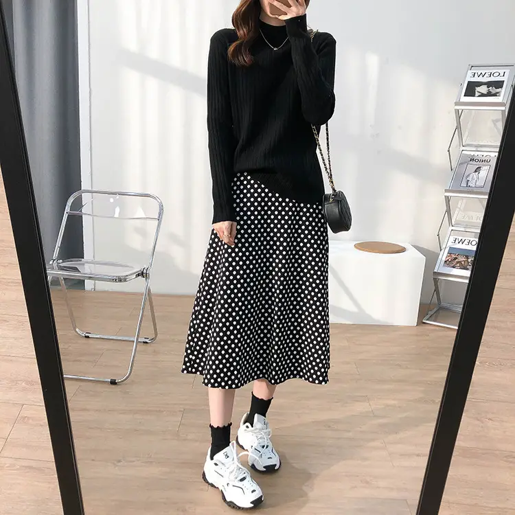 Women Half Turtleneck Knit Shirt with Crossbody Bag - Image 3