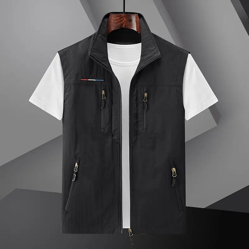 Men's Navy Blue Waistcoat Vest with Zip Front - Image 2