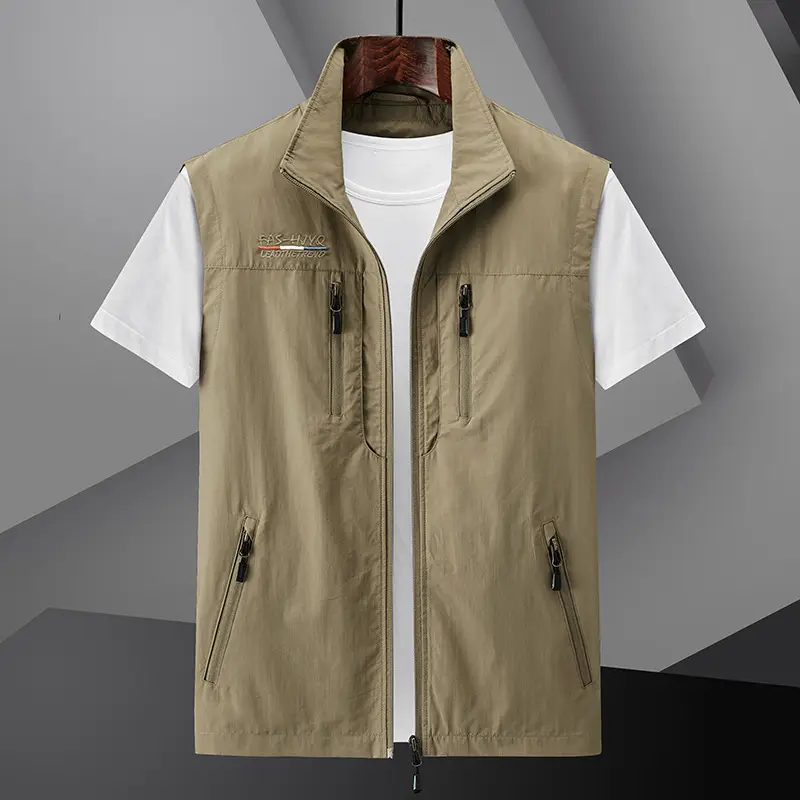 Men's Navy Blue Waistcoat Vest with Zip Front - Image 4