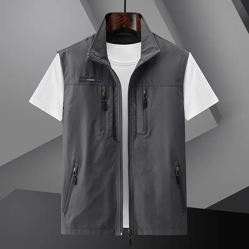 Men's Navy Blue Waistcoat Vest with Zip Front - Image 5