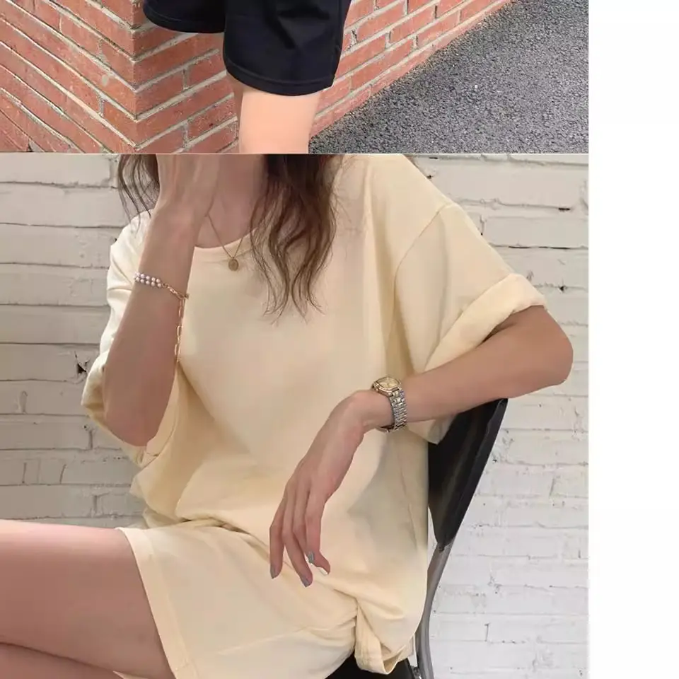 Women Cotton Casual Shorts Set Black Summer Holiday - Image 8