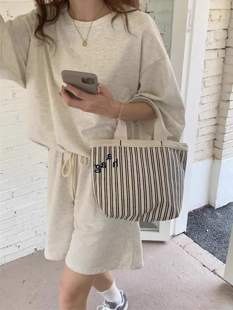 Women Cotton Casual Shorts Set Black Summer Holiday — feature 2