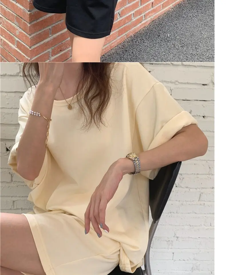 Women Cotton Casual Shorts Set Black Summer Holiday — feature 20