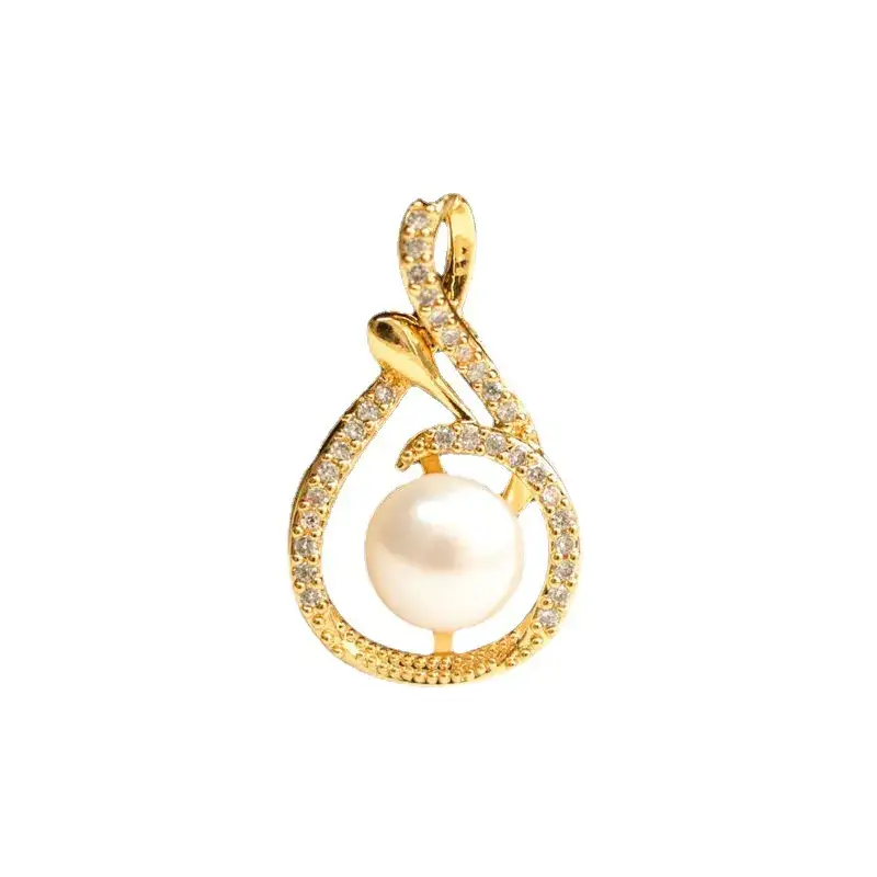 Gold Pearl Pendant Necklace with Crystal Beads - Image 6