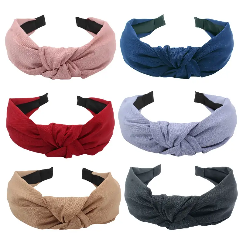 Pure Color Twill Hairband with Wide Edges, 6 Colors - Image 14