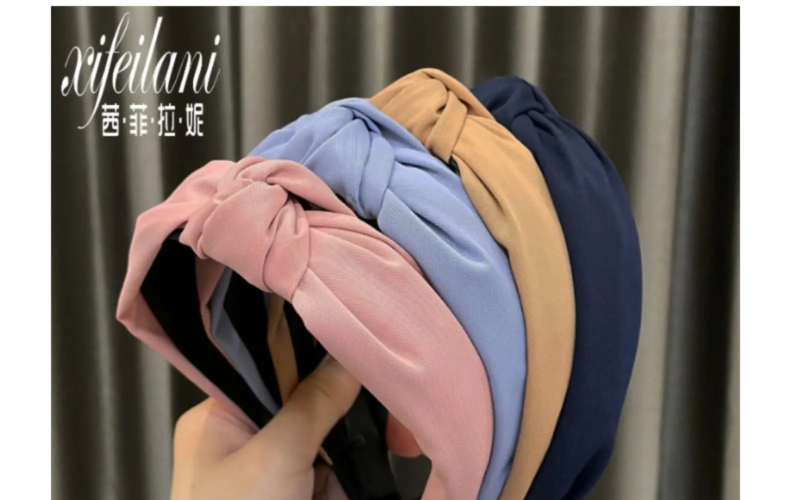 Pure Color Twill Hairband with Wide Edges, 6 Colors — feature 2