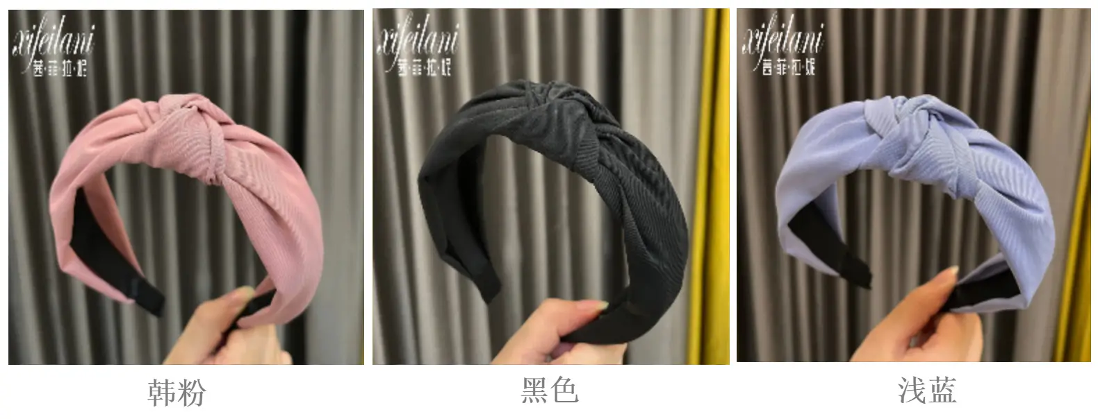 Pure Color Twill Hairband with Wide Edges, 6 Colors — feature 7