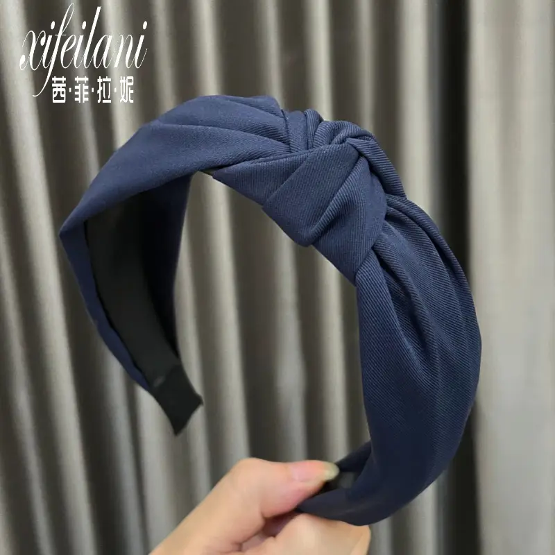Pure Color Twill Hairband with Wide Edges, 6 Colors - Image 4