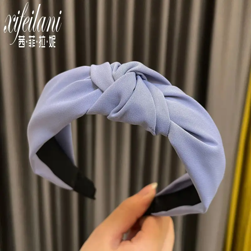 Pure Color Twill Hairband with Wide Edges, 6 Colors - Image 5
