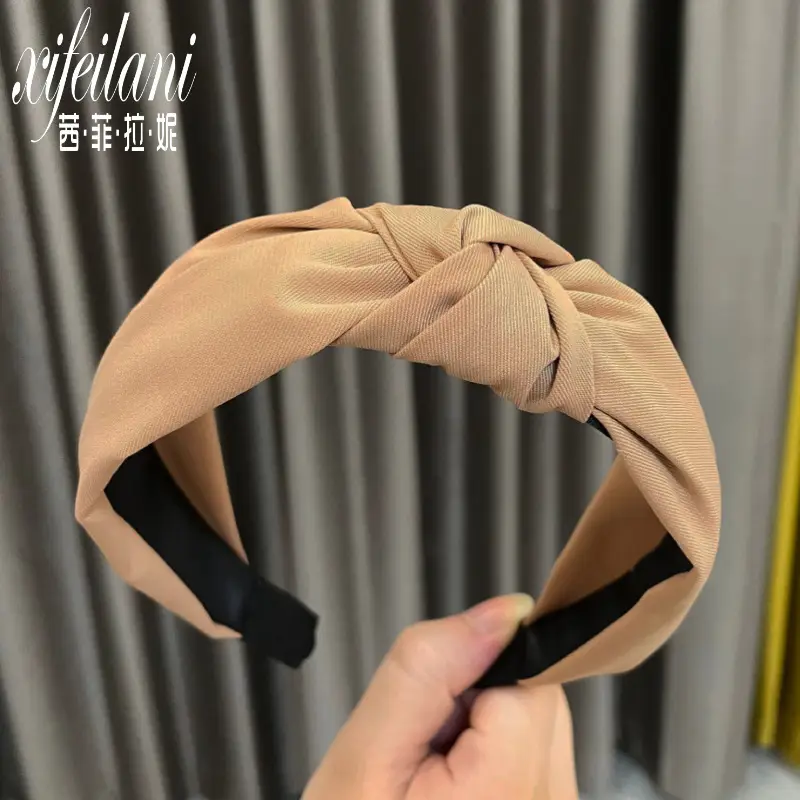 Pure Color Twill Hairband with Wide Edges, 6 Colors - Image 6