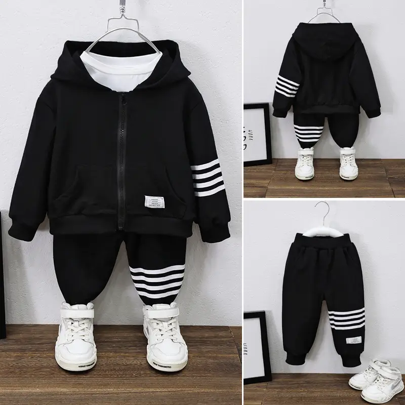 Boys Grey Hoodie Track Suit 2-Piece Spring Autumn Set