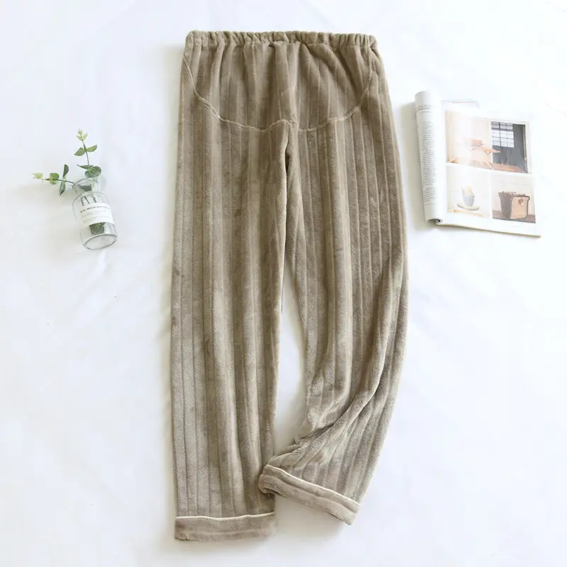 Flannel Pregnant Women's Warm Pajama Pants with Adjustable Waist - Image 3