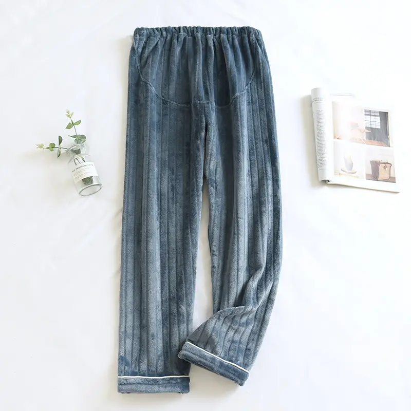 Flannel Pregnant Women's Warm Pajama Pants with Adjustable Waist - Image 5