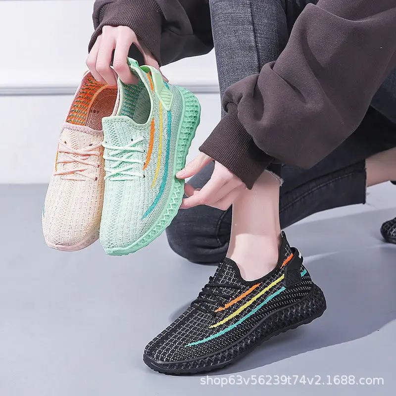 Shoes Women's Spring and Summer New Popular Flying Weaving Breathable sneaker Women's Casual Board Shoes Women's Flat Comfortable Women's Shoes Wholesale - Image 7