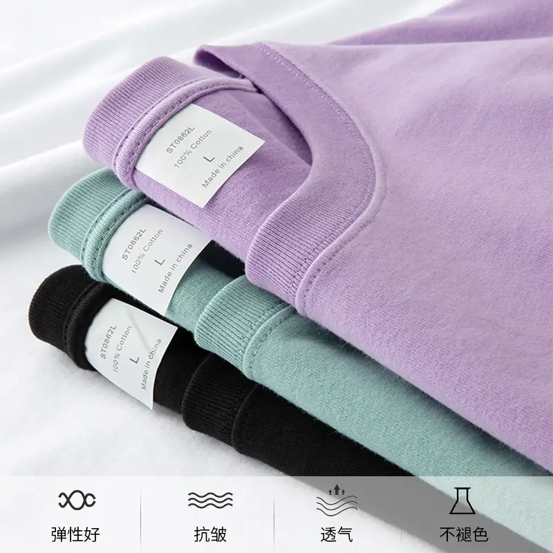 Men Cotton Long Sleeve T-Shirt Lavender Round Neck - Image 7