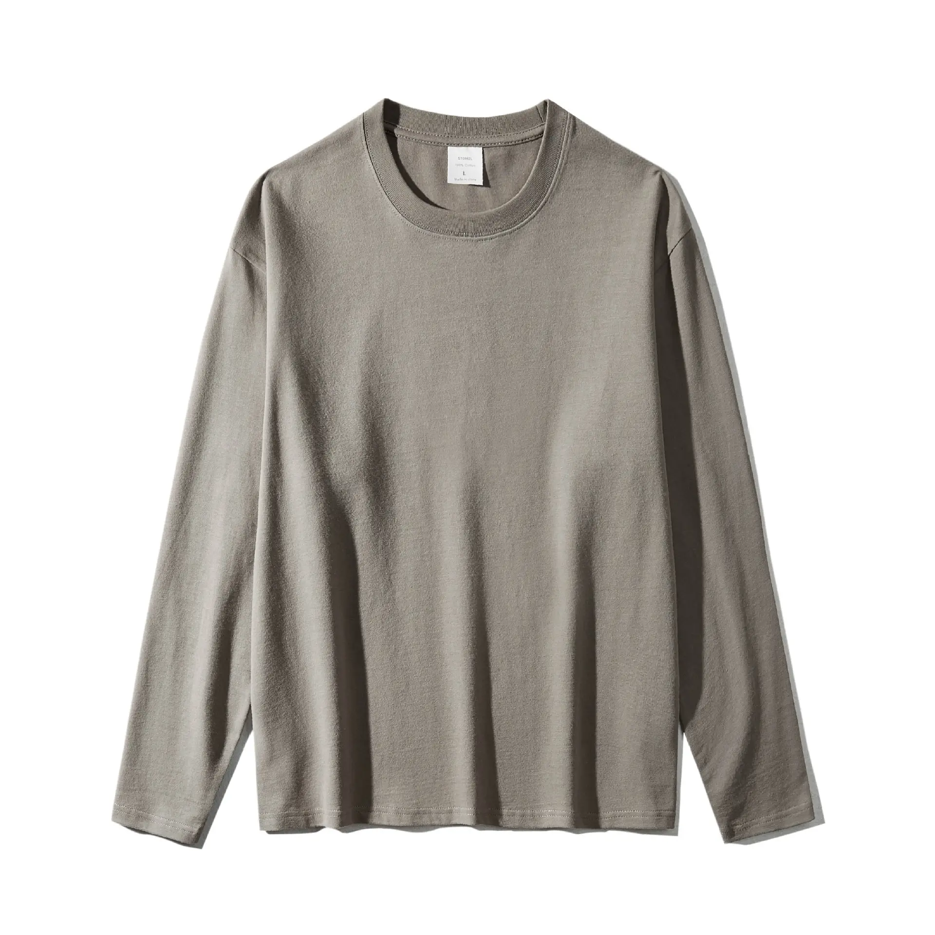 Men Cotton Long Sleeve T-Shirt Lavender Round Neck - Image 2