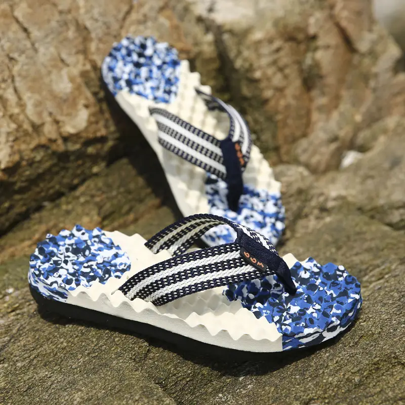 Men's Printed Black White Casual Slippers