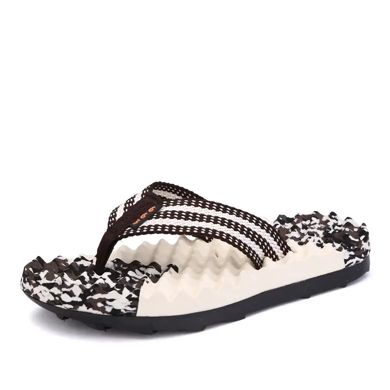 Men's Printed Black White Casual Slippers