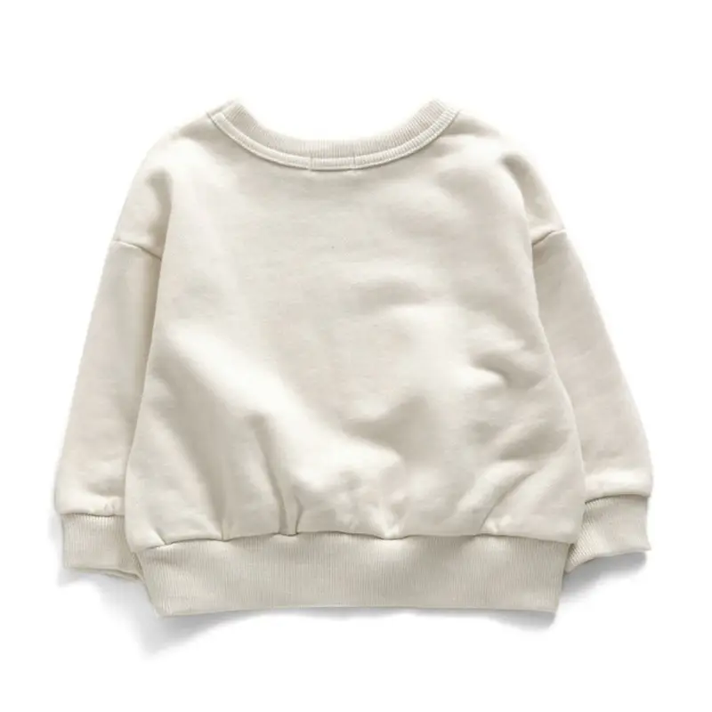 Girls Cotton Sweatshirt Beige Loop Pullover - Image 8