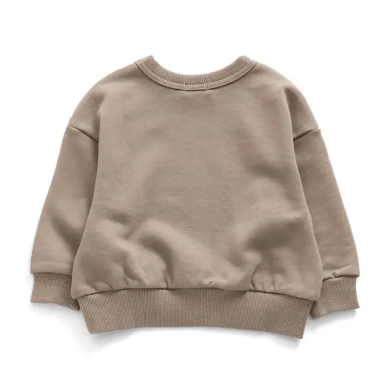 Girls Cotton Sweatshirt Beige Loop Pullover - Image 3