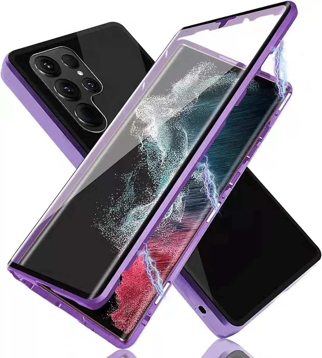 Samsung S25 Ultra Magnetic Metal Phone Case Red - Image 180