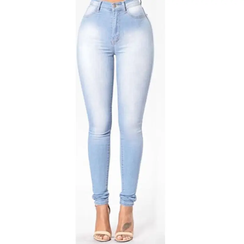 Women Slim Fit Light Blue Denim Leggings - Image 8