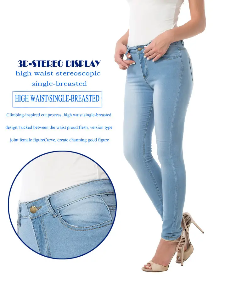 Women Slim Fit Light Blue Denim Leggings — feature 10