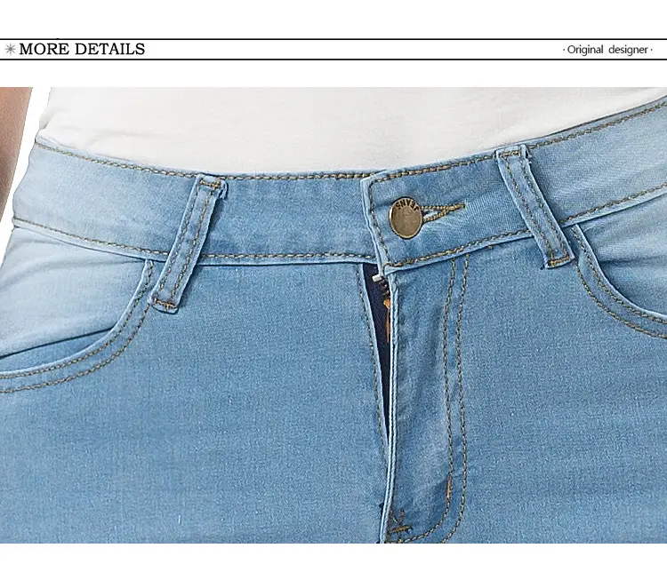 Women Slim Fit Light Blue Denim Leggings — feature 12