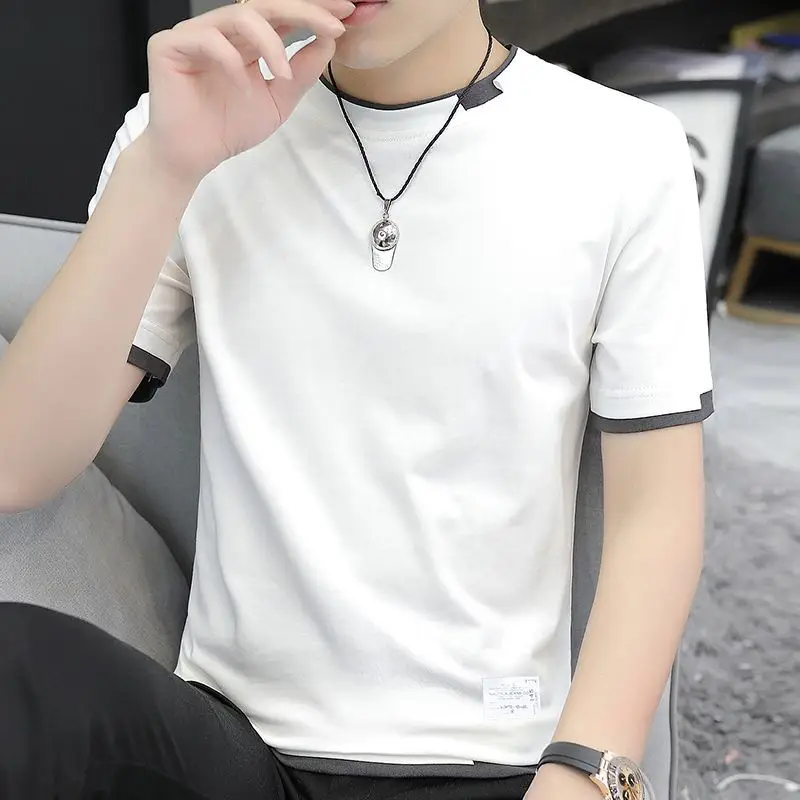 Men's Beige Cotton T-Shirt with Red Trim 2025 - Image 17