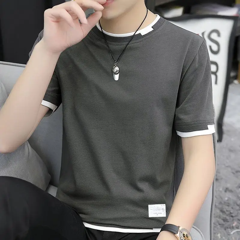 Men's Beige Cotton T-Shirt with Red Trim 2025 - Image 4