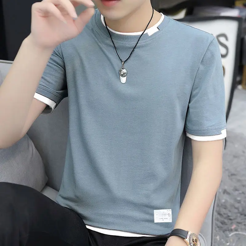 Men's Beige Cotton T-Shirt with Red Trim 2025 - Image 5