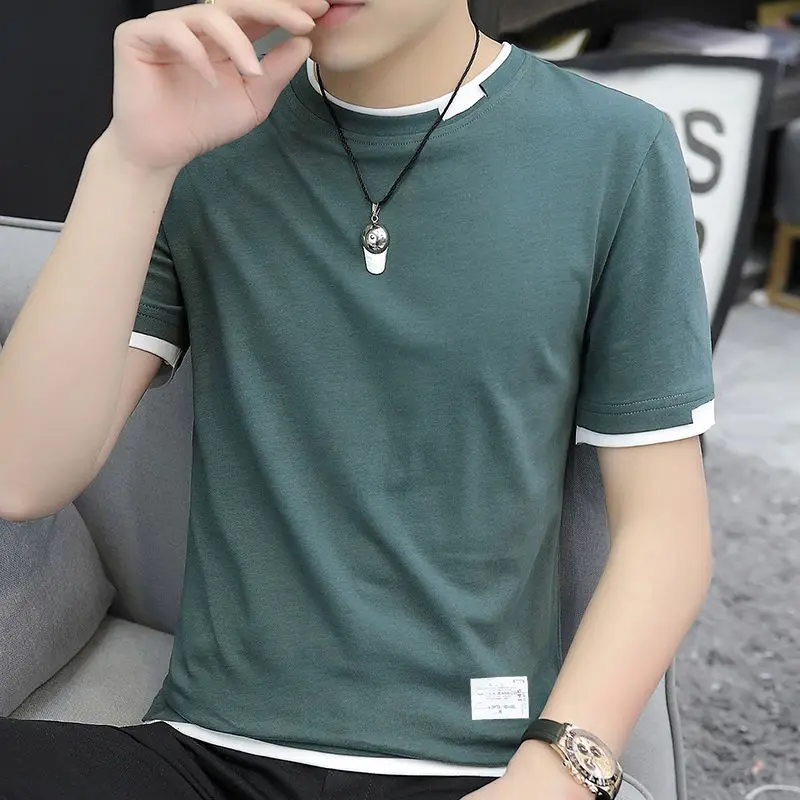 Men's Beige Cotton T-Shirt with Red Trim 2025 - Image 7