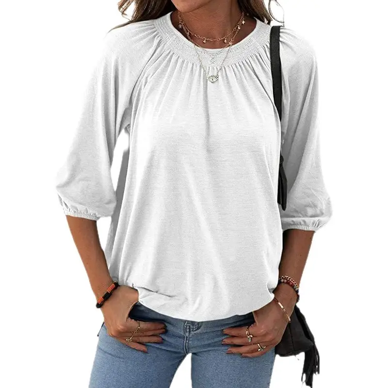 Women Summer Pullover T-Shirt Grey 3/4 Sleeve - Image 12