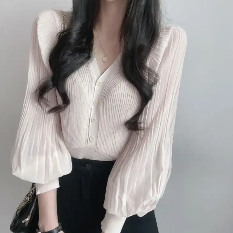 White V-Neck Chiffon Cardigan Women 2023 Summer - Image 6