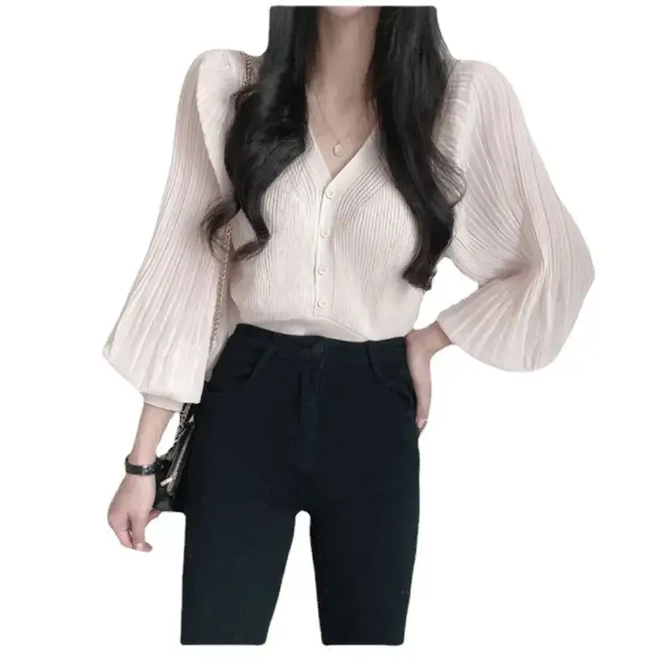 White V-Neck Chiffon Cardigan Women 2023 Summer - Image 8