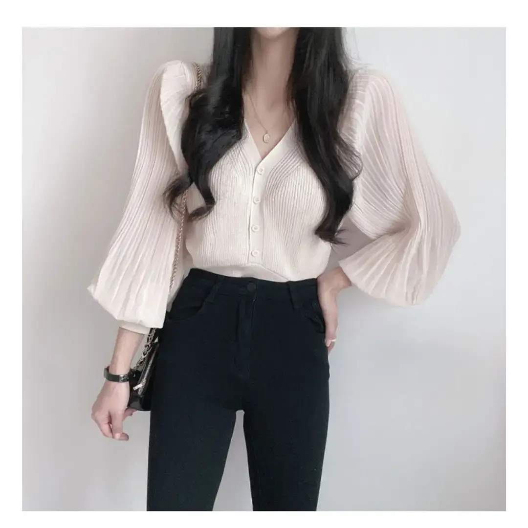 White V-Neck Chiffon Cardigan Women 2023 Summer — feature 10