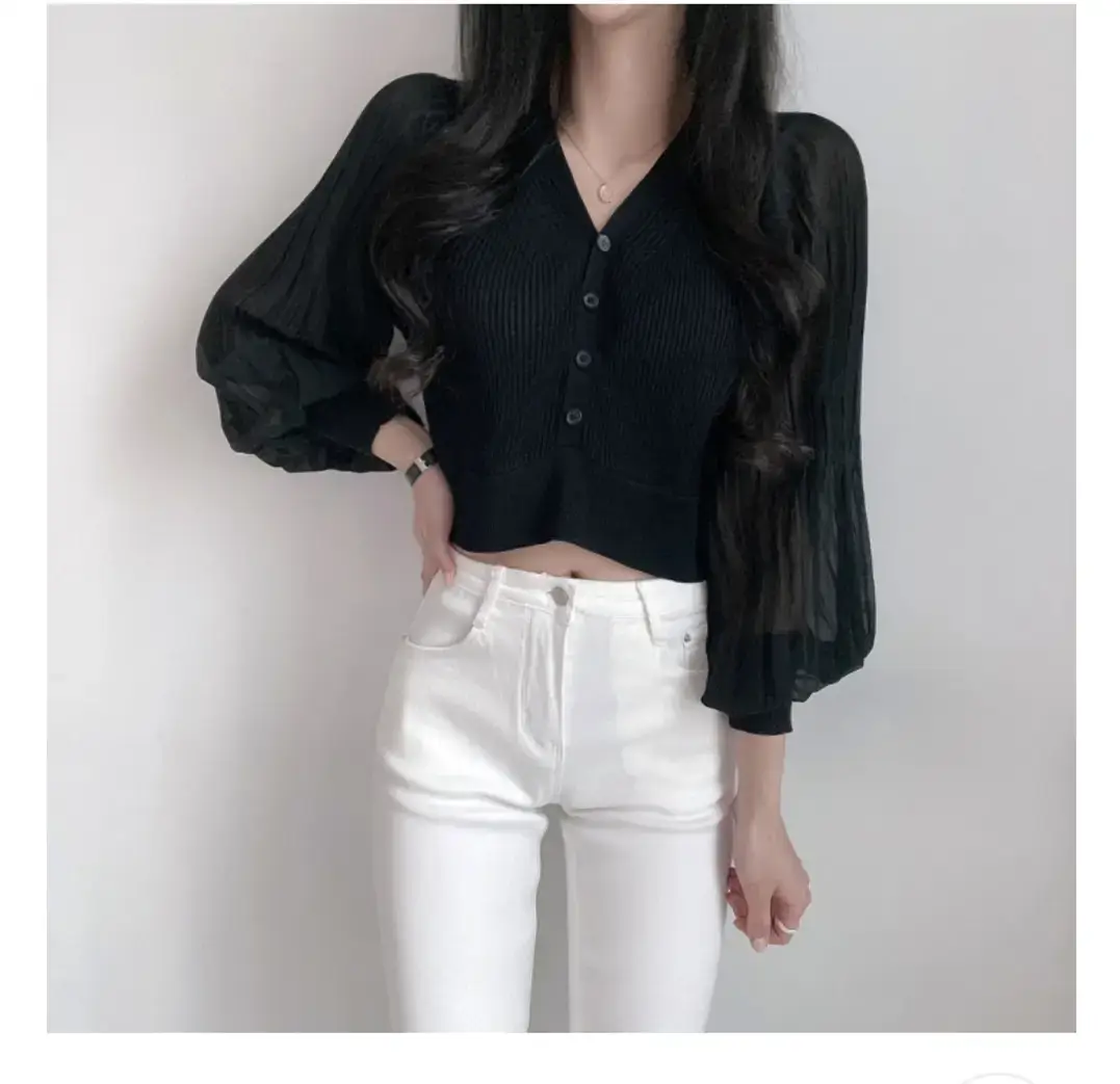 White V-Neck Chiffon Cardigan Women 2023 Summer — feature 12