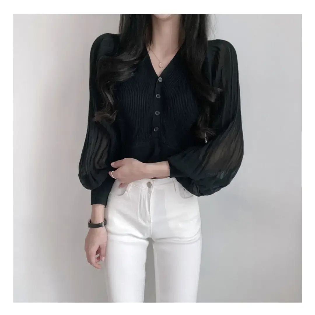 White V-Neck Chiffon Cardigan Women 2023 Summer — feature 13