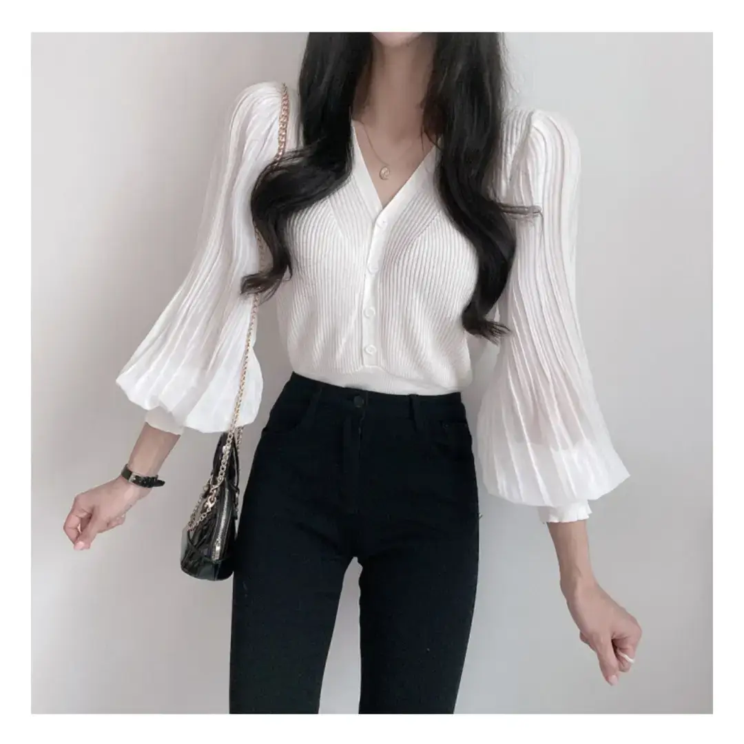White V-Neck Chiffon Cardigan Women 2023 Summer — feature 5