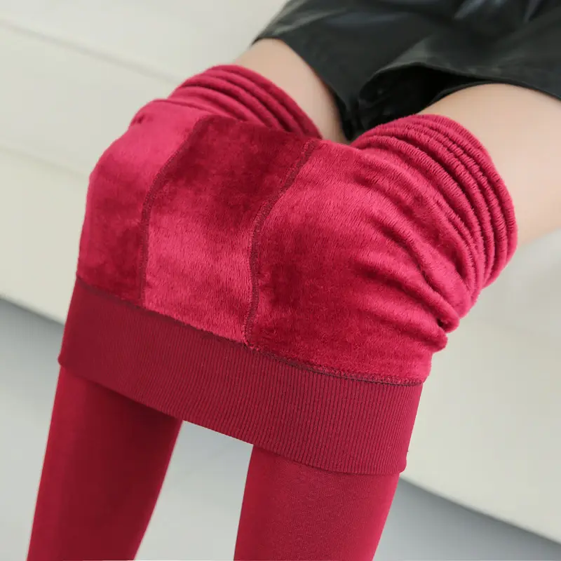 Fleece Lined Pearl Velvet Leggings Women Winter Warm Pants 230g - Image 5
