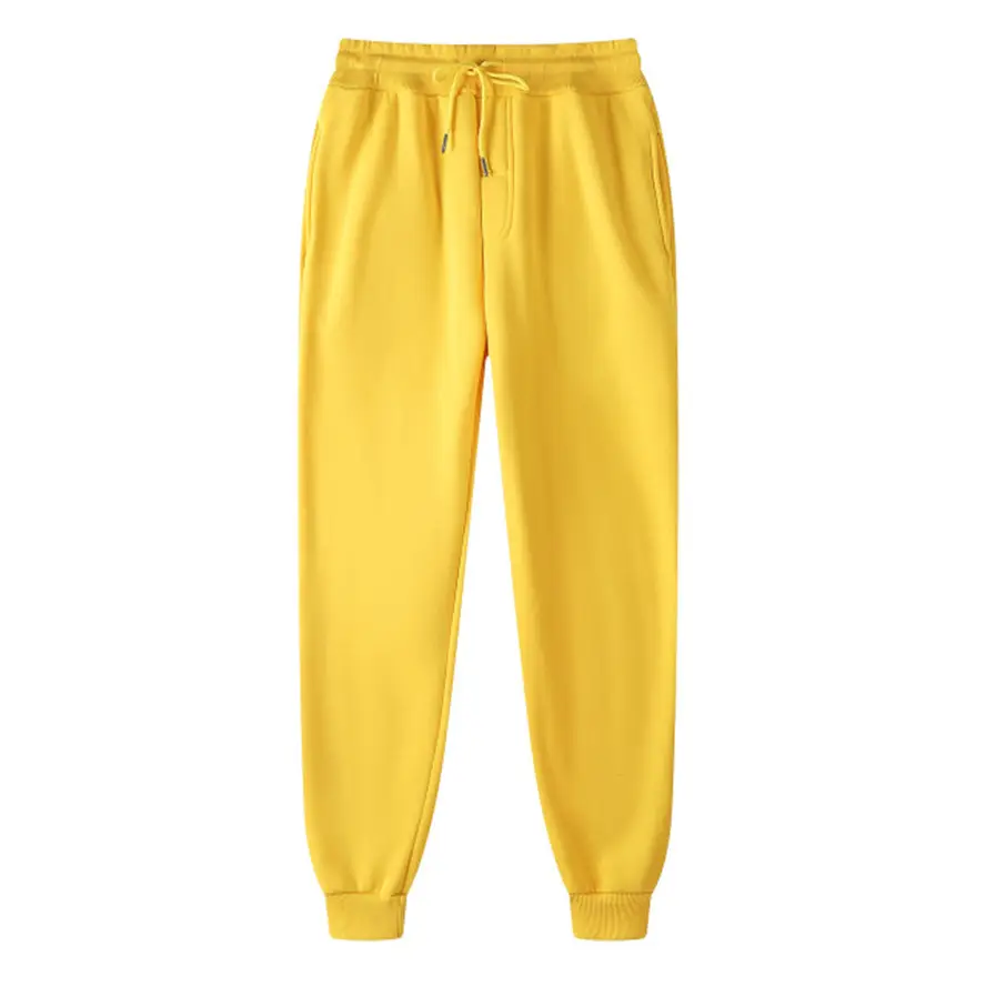 Men's Fleece Sweatpants Solid Beige 2024 - Image 3