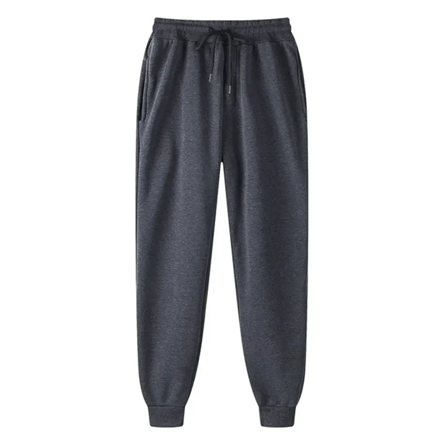 Men's Fleece Sweatpants Solid Beige 2024 - Image 8