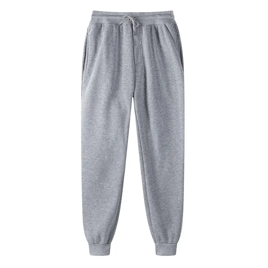 Men's Fleece Sweatpants Solid Beige 2024 - Image 9