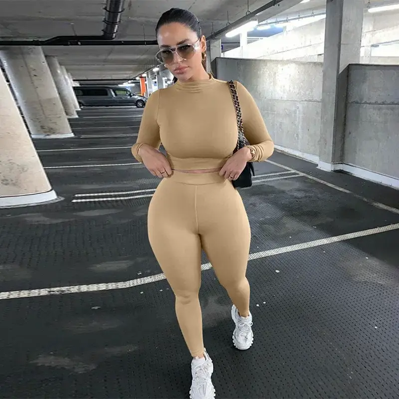 Women Red Long Sleeve 2-Piece Sports Suit 2021 — feature 12