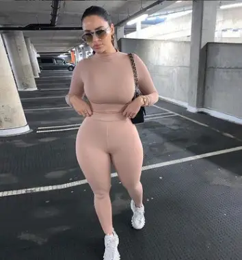 Women Red Long Sleeve 2-Piece Sports Suit 2021 - Image 8