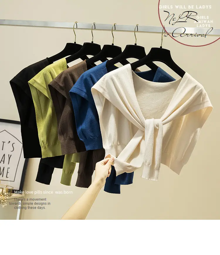 Korean Knot Knitted Women's Shawl Jacket Autumn — feature 1