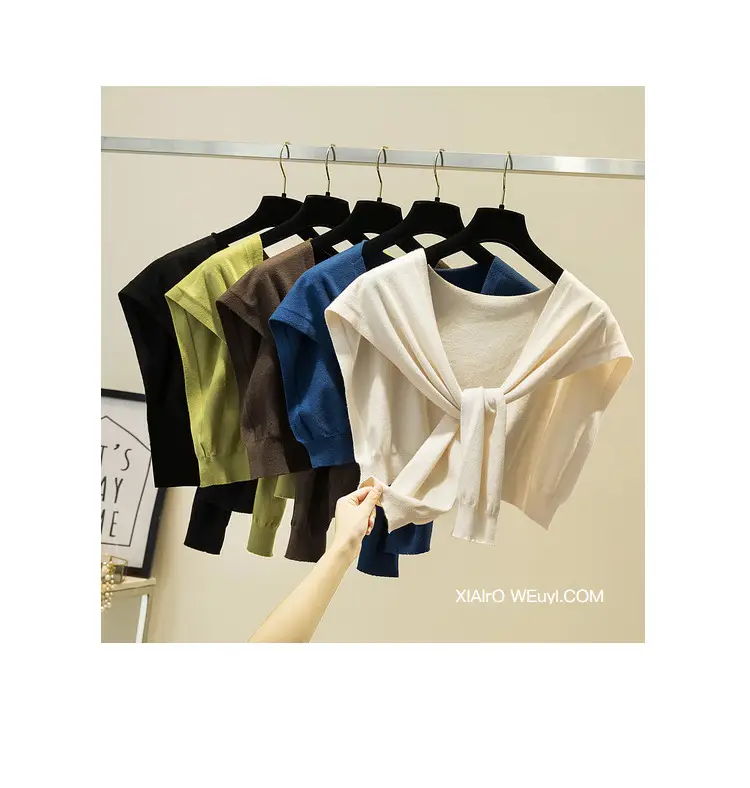 Korean Knot Knitted Women's Shawl Jacket Autumn — feature 13