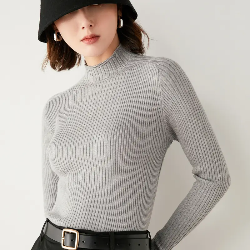 Women's 2023 Knitted Half Neck Sweater Long Sleeve - Image 14