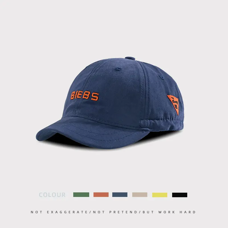 Women's Beige Baseball Cap with Blue Logo